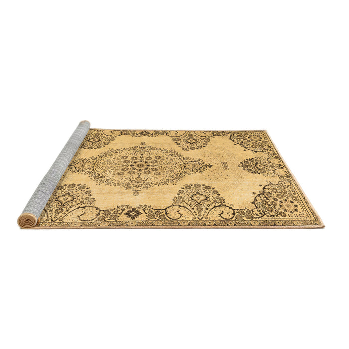 Sideview of Machine Washable Medallion Brown Traditional Rug, wshtr3784brn