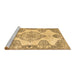 Sideview of Machine Washable Medallion Brown Traditional Rug, wshtr3784brn