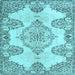 Square Medallion Light Blue Traditional Rug, tr3784lblu