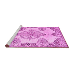 Sideview of Machine Washable Medallion Pink Traditional Rug, wshtr3784pnk