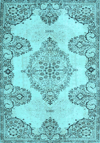 Medallion Light Blue Traditional Rug, tr3784lblu