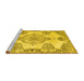 Sideview of Machine Washable Medallion Yellow Traditional Rug, wshtr3784yw