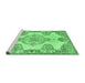 Sideview of Machine Washable Medallion Emerald Green Traditional Area Rugs, wshtr3784emgrn