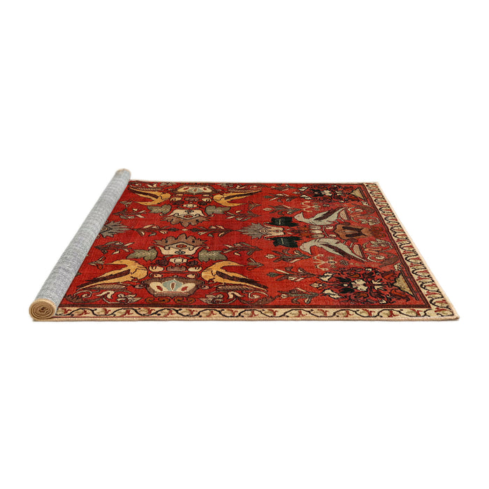 Sideview of Machine Washable Traditional Red Rug, wshtr3785