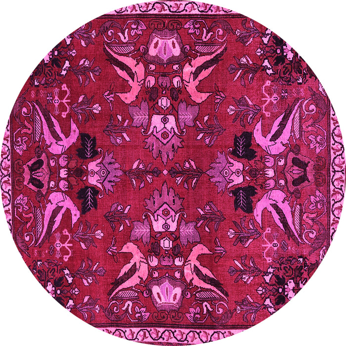 Round Animal Pink Traditional Rug, tr3785pnk