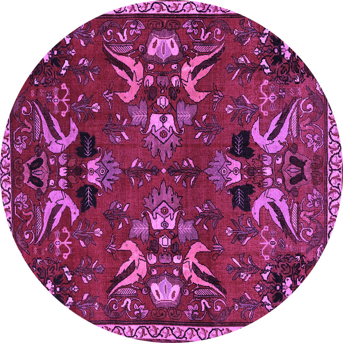 Round Machine Washable Animal Purple Traditional Area Rugs, wshtr3785pur