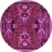 Round Machine Washable Animal Purple Traditional Area Rugs, wshtr3785pur