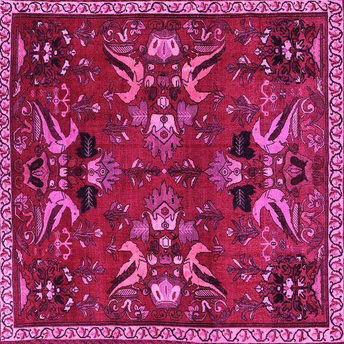 Square Machine Washable Animal Pink Traditional Rug, wshtr3785pnk