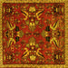 Square Animal Yellow Traditional Rug, tr3785yw