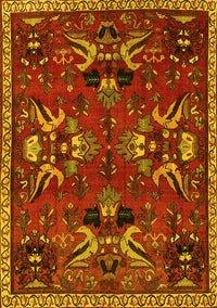 Animal Yellow Traditional Rug, tr3785yw