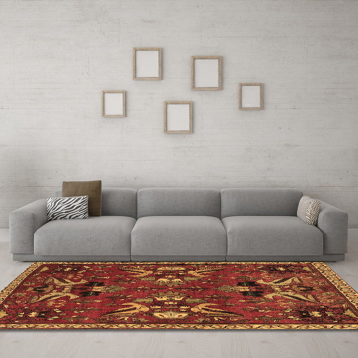 Machine Washable Animal Brown Traditional Rug in a Living Room,, wshtr3785brn