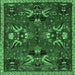 Square Animal Emerald Green Traditional Rug, tr3785emgrn