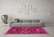 Machine Washable Animal Pink Traditional Rug in a Living Room, wshtr3785pnk