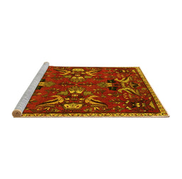 Sideview of Machine Washable Animal Yellow Traditional Rug, wshtr3785yw