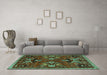 Machine Washable Animal Turquoise Traditional Area Rugs in a Living Room,, wshtr3785turq