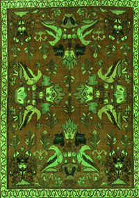 Animal Green Traditional Rug, tr3785grn