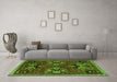 Machine Washable Animal Green Traditional Area Rugs in a Living Room,, wshtr3785grn