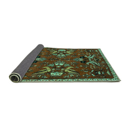 Sideview of Animal Turquoise Traditional Rug, tr3785turq