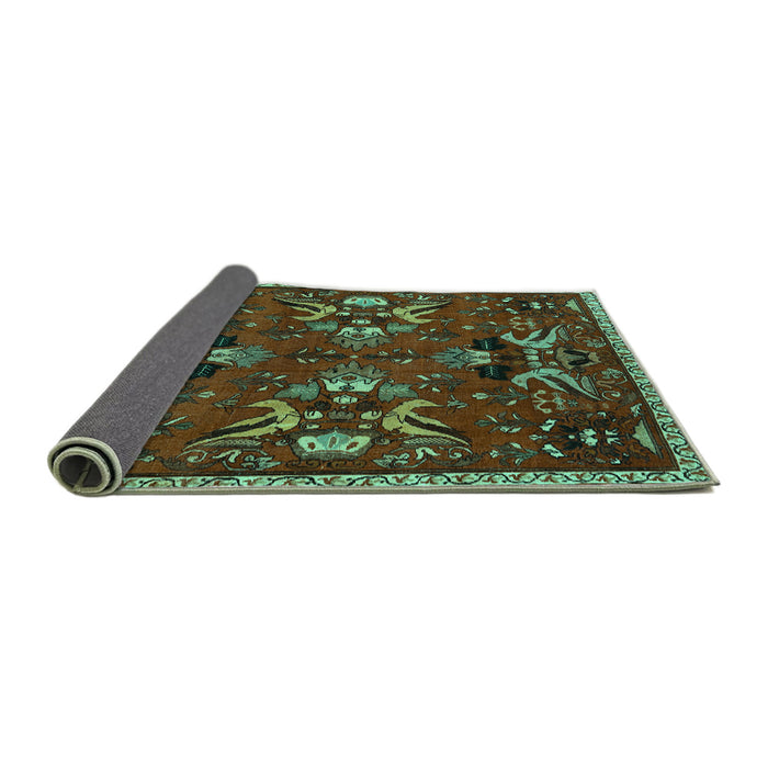 Sideview of Animal Turquoise Traditional Rug, tr3785turq