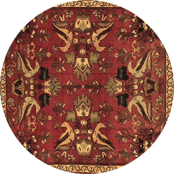 Round Machine Washable Animal Brown Traditional Rug, wshtr3785brn