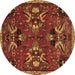 Round Machine Washable Animal Brown Traditional Rug, wshtr3785brn