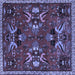 Square Machine Washable Animal Blue Traditional Rug, wshtr3785blu