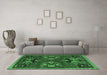 Machine Washable Animal Emerald Green Traditional Area Rugs in a Living Room,, wshtr3785emgrn