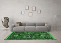 Machine Washable Animal Emerald Green Traditional Rug, wshtr3785emgrn