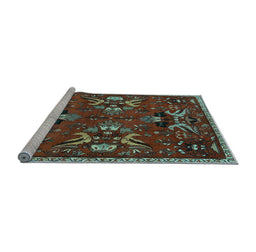 Sideview of Machine Washable Animal Light Blue Traditional Rug, wshtr3785lblu