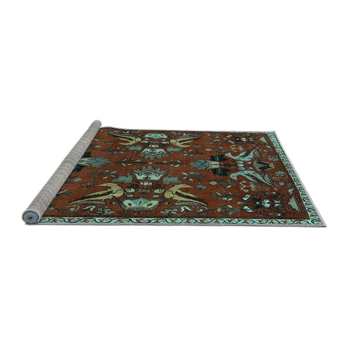 Sideview of Machine Washable Animal Light Blue Traditional Rug, wshtr3785lblu