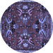 Round Animal Blue Traditional Rug, tr3785blu