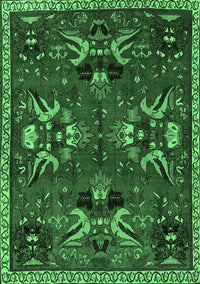 Animal Emerald Green Traditional Rug, tr3785emgrn