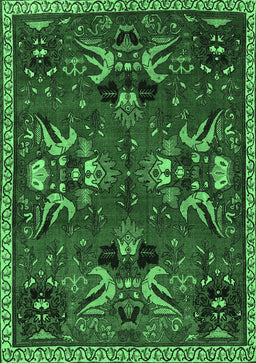 Animal Emerald Green Traditional Rug, tr3785emgrn