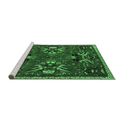 Sideview of Machine Washable Animal Emerald Green Traditional Area Rugs, wshtr3785emgrn