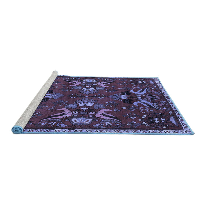 Sideview of Machine Washable Animal Blue Traditional Rug, wshtr3785blu