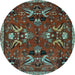 Round Animal Light Blue Traditional Rug, tr3785lblu