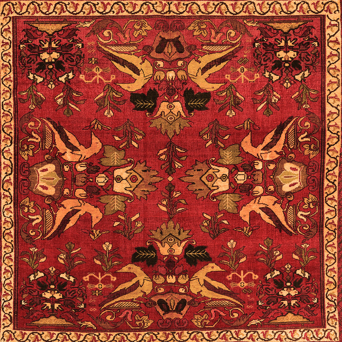 Round Machine Washable Animal Orange Traditional Area Rugs, wshtr3785org