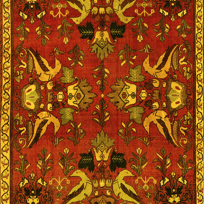 Machine Washable Animal Yellow Traditional Rug, wshtr3785yw