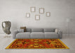 Machine Washable Animal Yellow Traditional Rug in a Living Room, wshtr3785yw