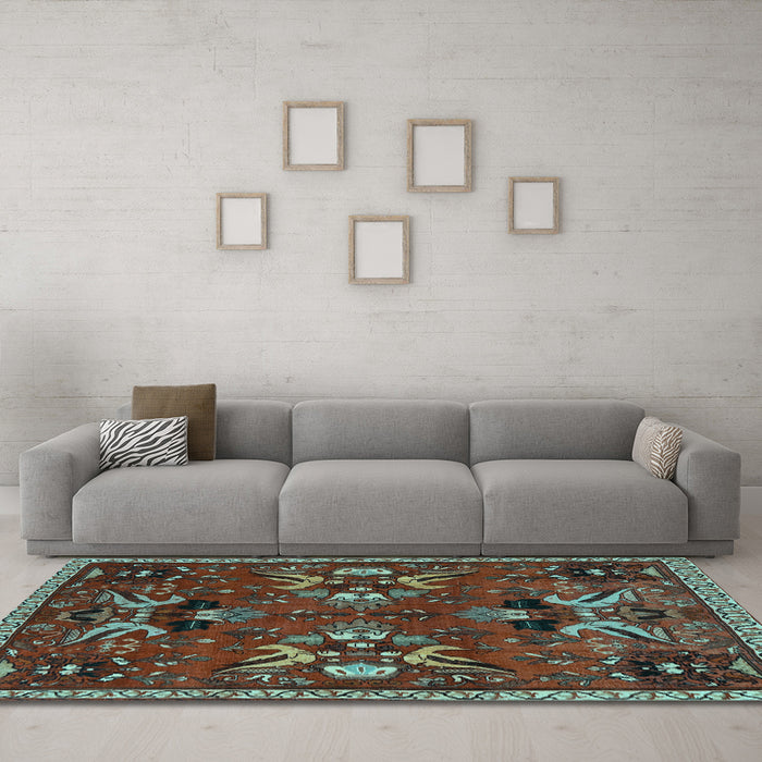 Machine Washable Animal Light Blue Traditional Rug in a Living Room, wshtr3785lblu
