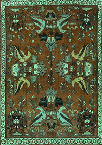 Animal Turquoise Traditional Rug, tr3785turq