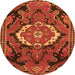 Square Medallion Orange Traditional Rug, tr3786org