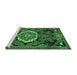 Sideview of Machine Washable Medallion Emerald Green Traditional Area Rugs, wshtr3786emgrn