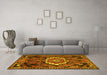 Machine Washable Medallion Yellow Traditional Rug in a Living Room, wshtr3786yw