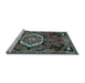 Sideview of Machine Washable Medallion Light Blue Traditional Rug, wshtr3786lblu