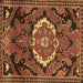 Square Machine Washable Medallion Brown Traditional Rug, wshtr3786brn