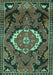 Machine Washable Medallion Turquoise Traditional Area Rugs, wshtr3786turq