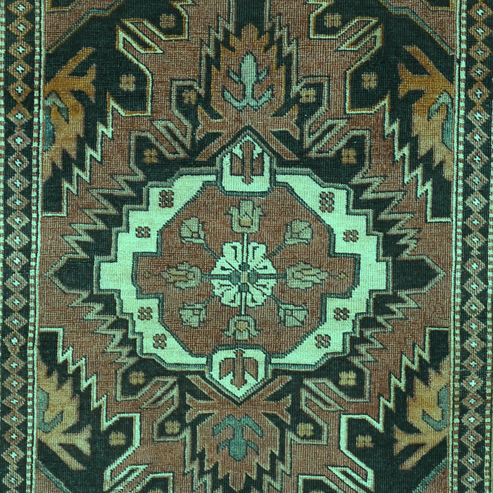Machine Washable Medallion Turquoise Traditional Area Rugs, wshtr3786turq