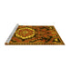 Sideview of Machine Washable Medallion Yellow Traditional Rug, wshtr3786yw