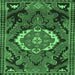 Square Medallion Emerald Green Traditional Rug, tr3786emgrn